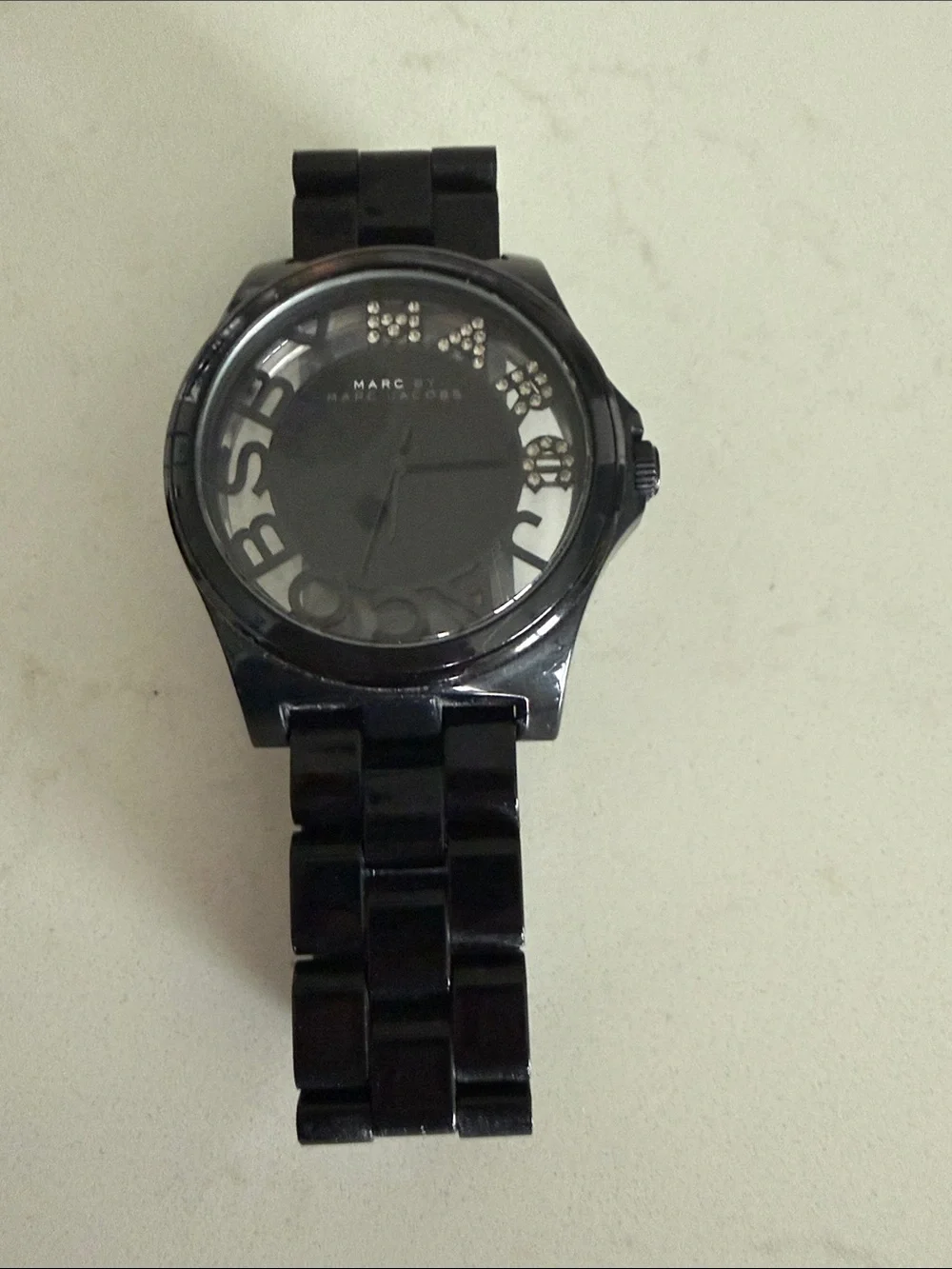 Marc by Marc Jacobs Black Resin Bracelet Watch with Logo Cutout